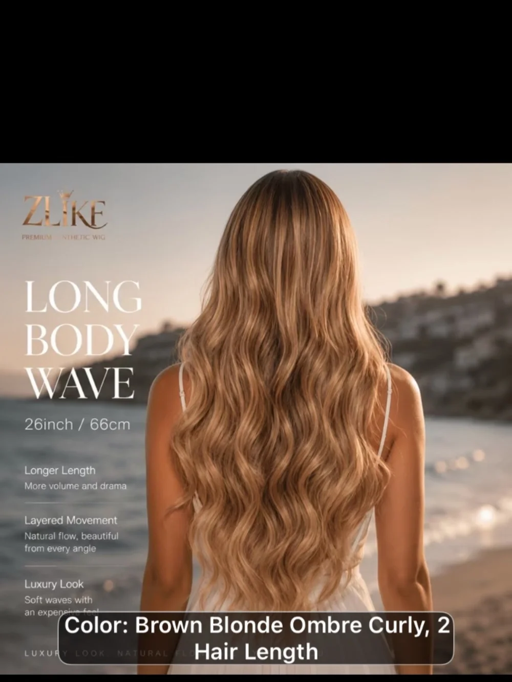 Ombre Brown to Honey Blonde Long Curly Synthetic Wig, Glueless Heat Resistant .